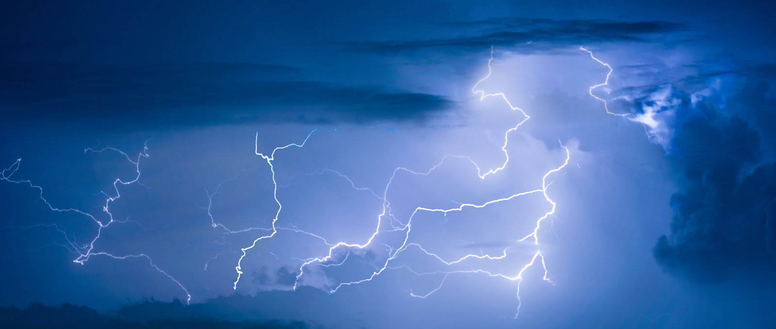 Thunder Storm Lightning Strike Dark Cloudy Sky Background Night